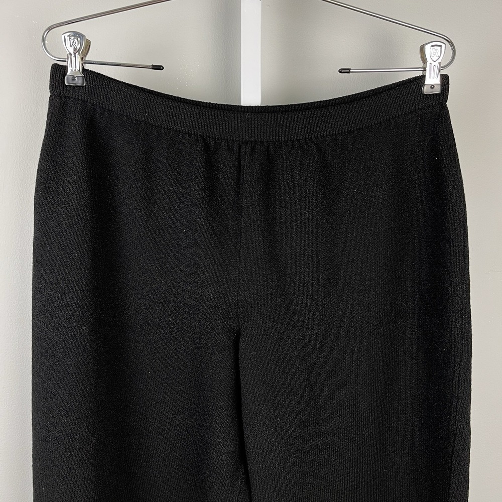 Vintage Dia Black Knit Pants Womens Large Pull On Ribbed Knit Ankle Cuffs - Picture 2 of 6